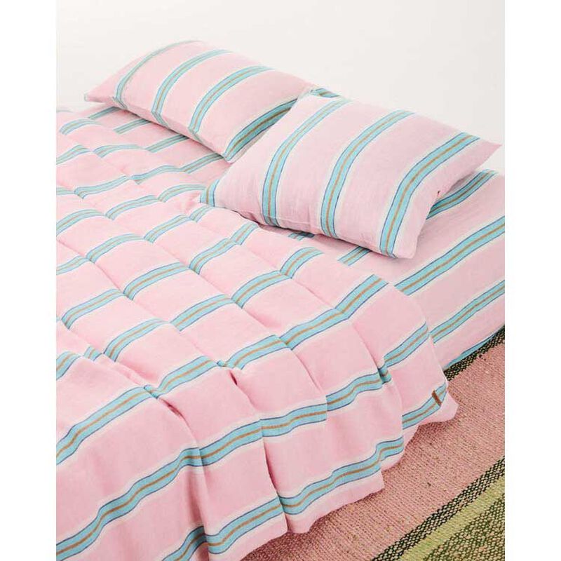 Kip&Co Tickled Pink Stripe Linen European Pillowcases 2P Set image number 1